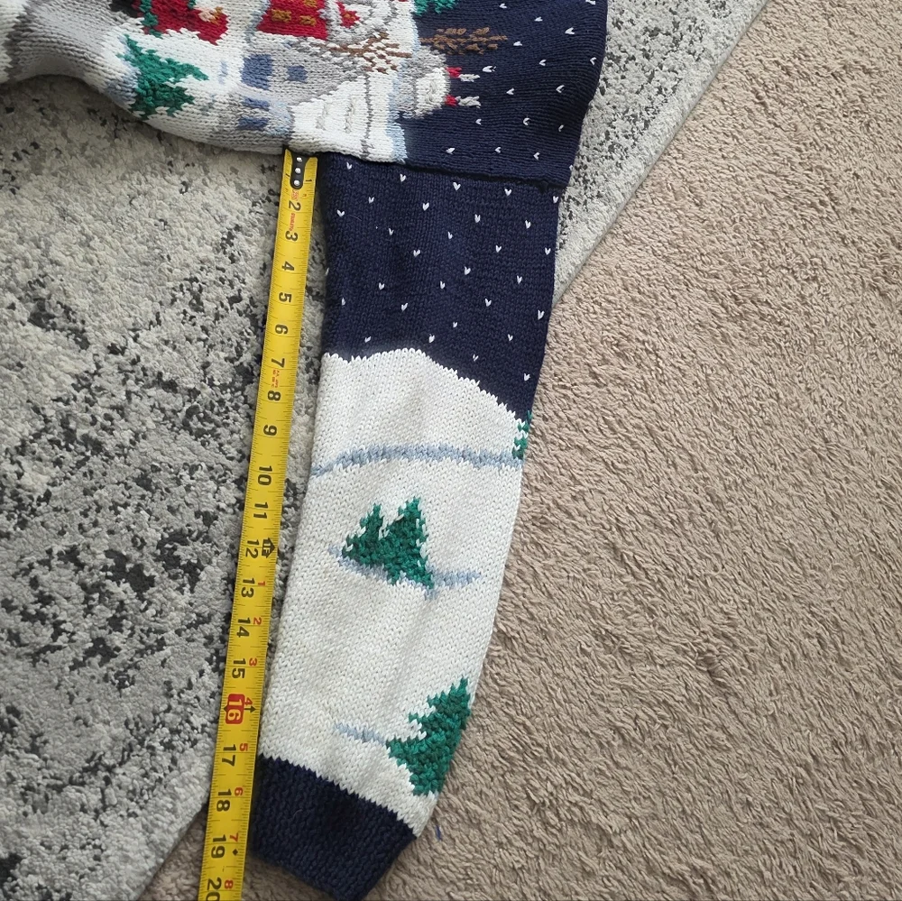 Vintage 90s Northern Isles Hand Knit Christmas Sweater Womens XL Ramie Cotton - Picture 11 of 14